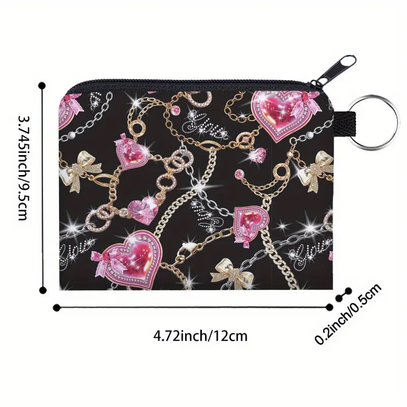 Multipurpose Mini Bag (Black, Pink, Gold, Hearts)