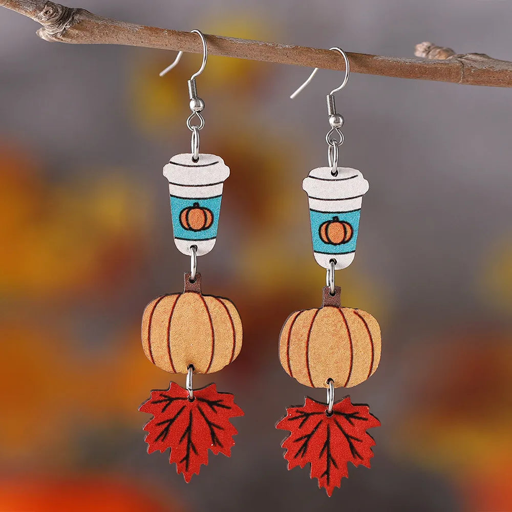 Wood Fall Coffee Earrings