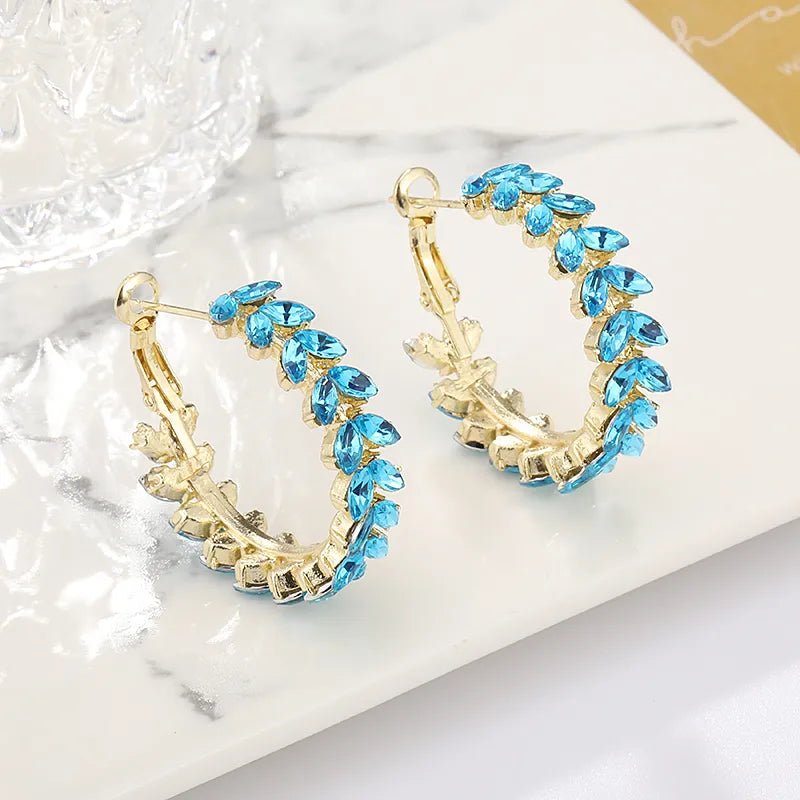 Hoop Fashion Earrings (Turquoise & Gold Color)