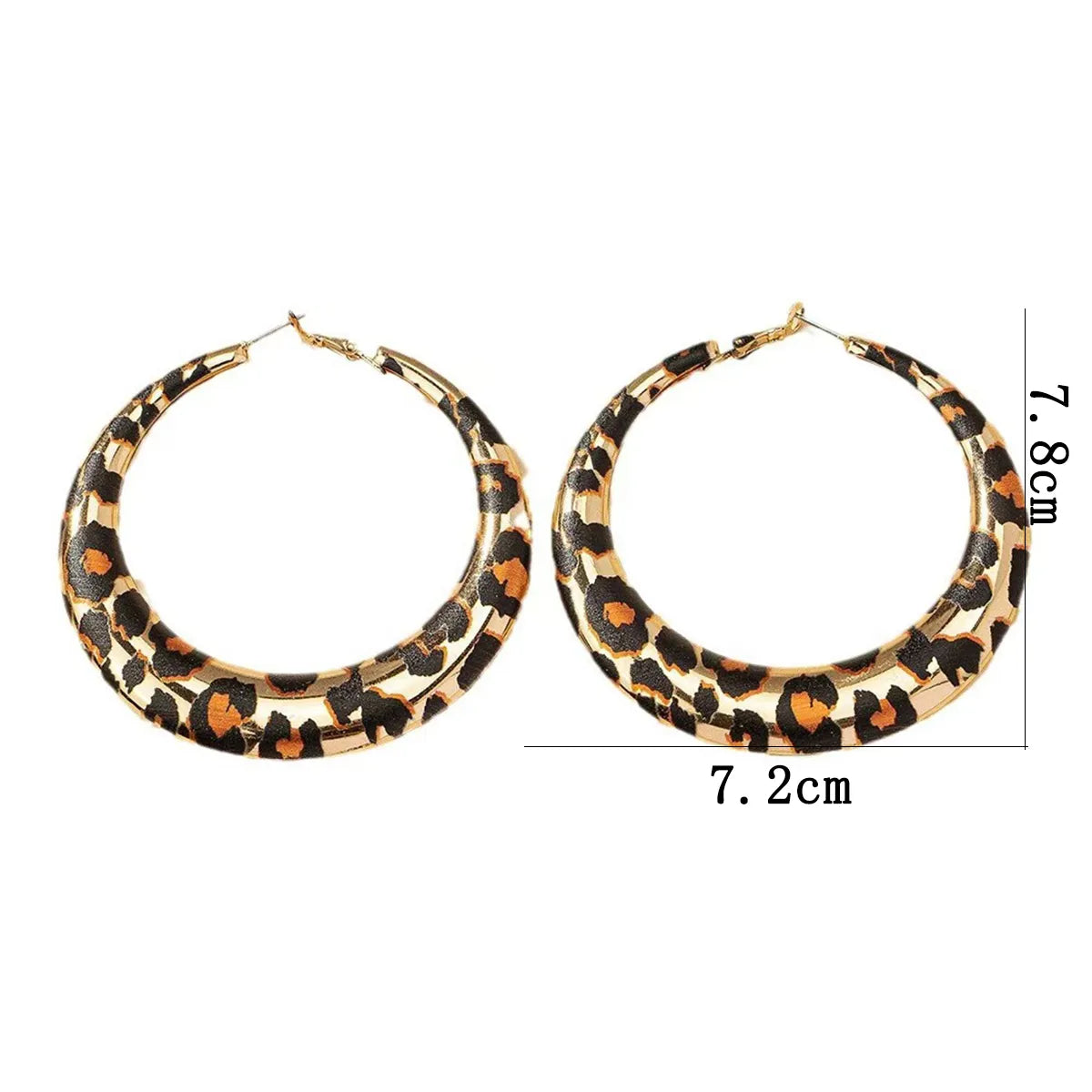 Leopard Print Hoop Earrings (Gold, Brown, Black)