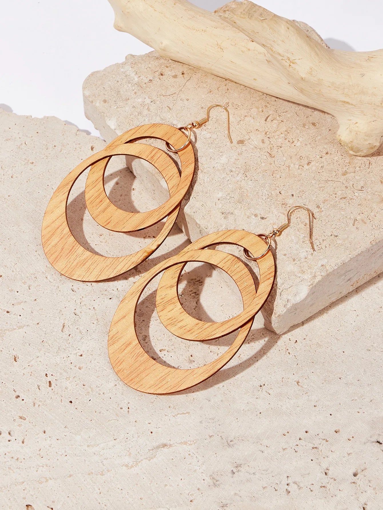 Wood Fashion Earrings (Natural Khaki)