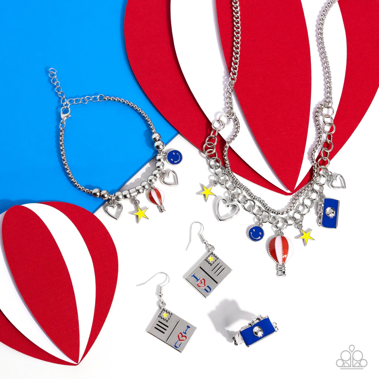 Paparazzi Fashion Fix Set Simply Sunset Sightings Red, Blue, Silver