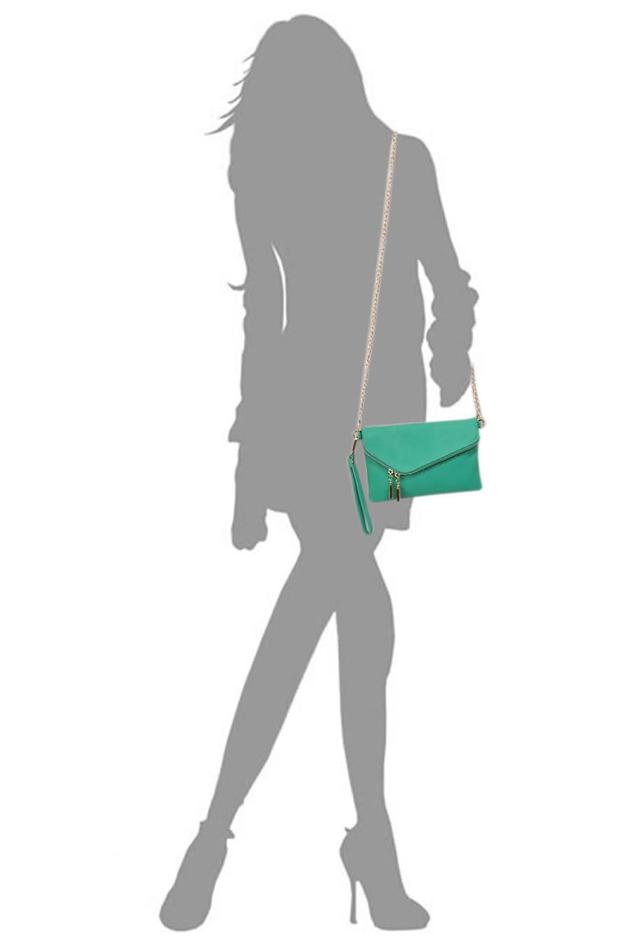 Chic Envelope Crossbody Clutch (Green). Price Includes Shipping!