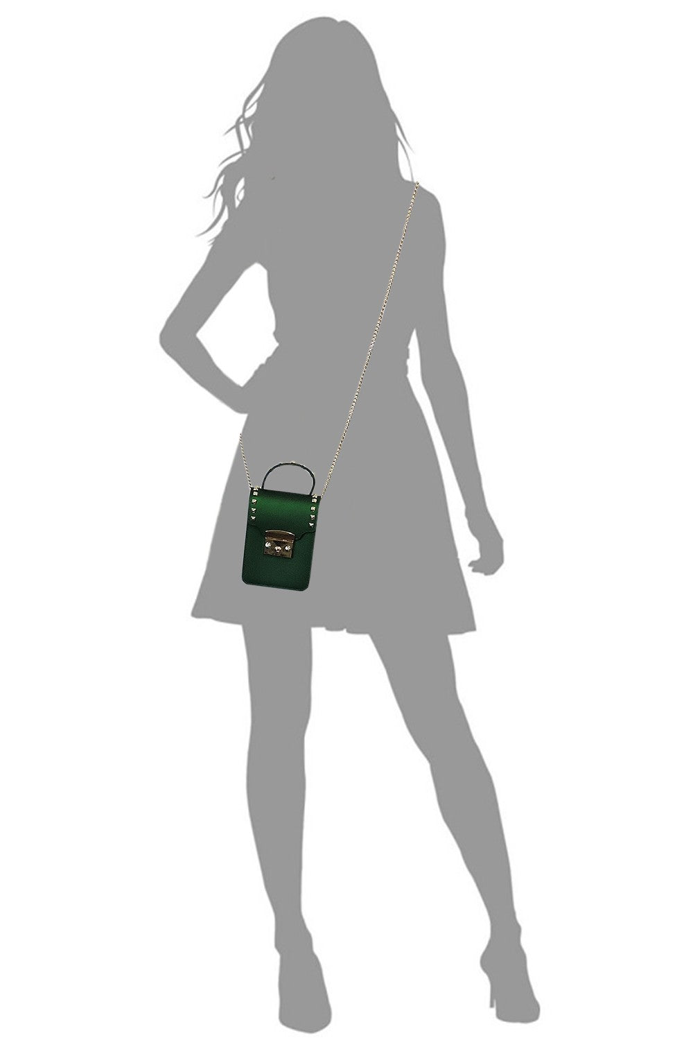 Luxe Studded Mini Crossbody Bag (Green). Price Includes Shipping!