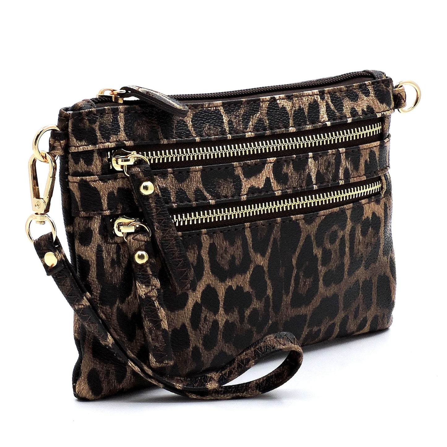 Wild Side Crossbody Clutch (Brown Leopard Print). Price Includes Shipping!