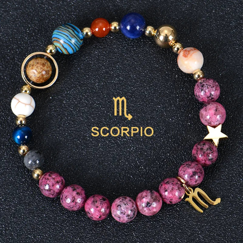 Scorpio Pink Natural Stone Stretch Bracelet (Multi Colors)