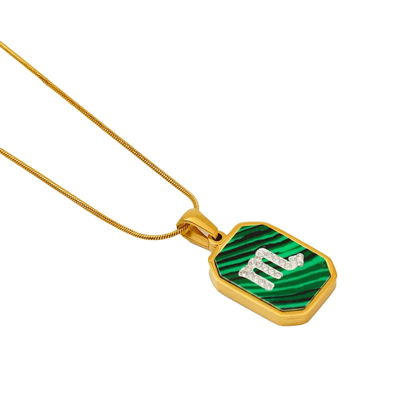 Scorpio Green Stainless Steel (Gold Tone) Necklace