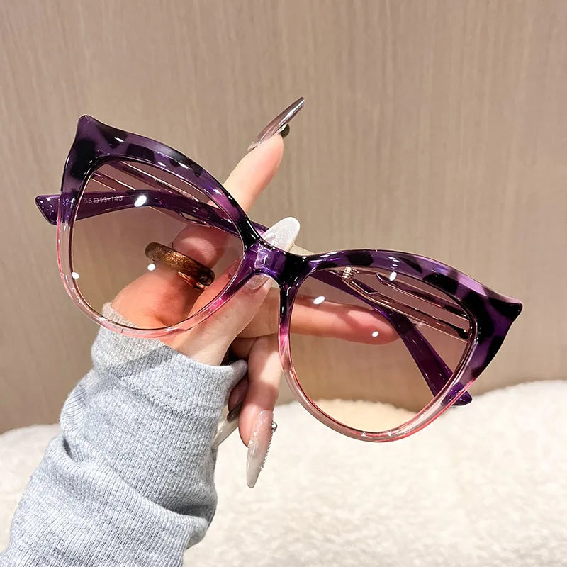 Tortoise Luxe Cat Eye Sunglasses (Purple, Black)