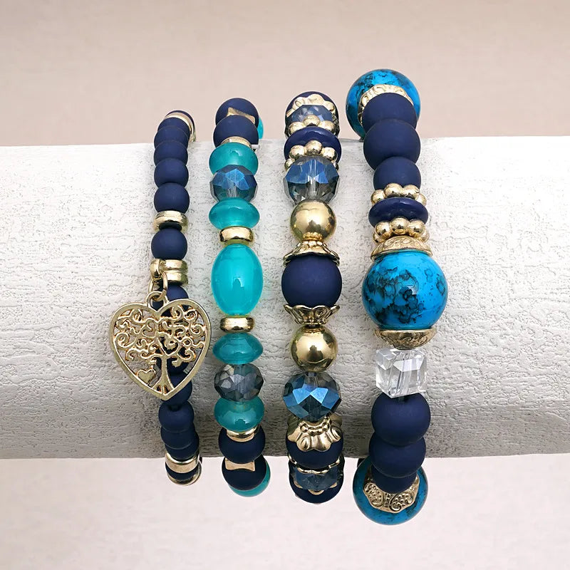Fashion Multi-layer Bracelet Set (Blue, Multi Colors)