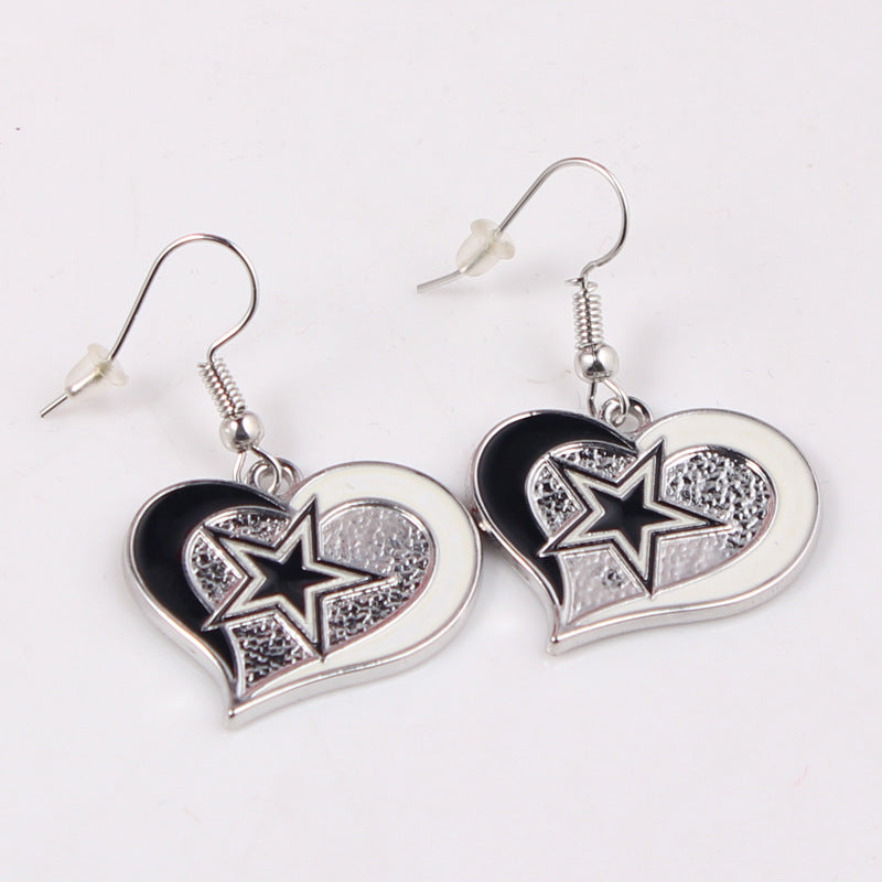 Dallas Cowboys Swirl Heart Earrings