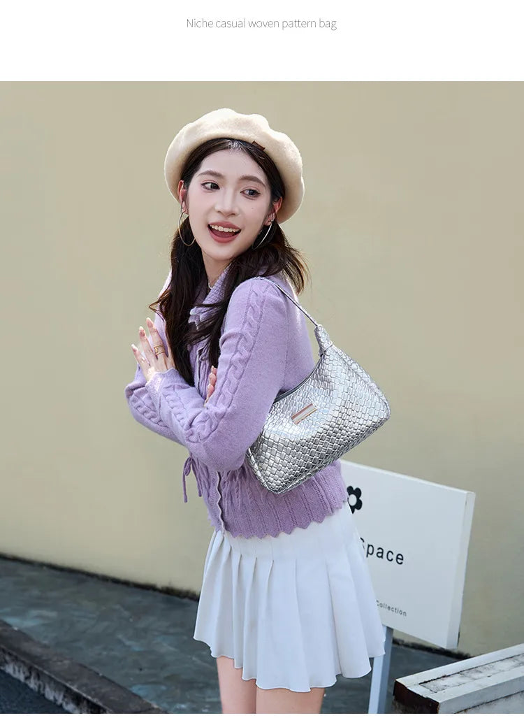 Woven Shoulder Bag (Silver) Price Includes Shipping!
