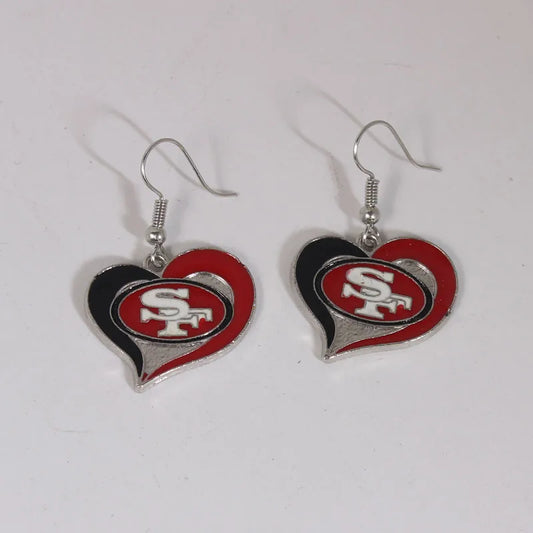 San Francisco 49ers Swirl Heart Earrings