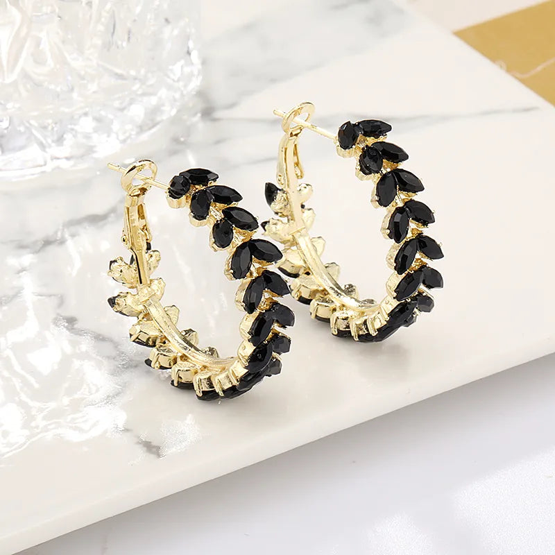 Hoop Fashion Earrings (Black & Gold Color)