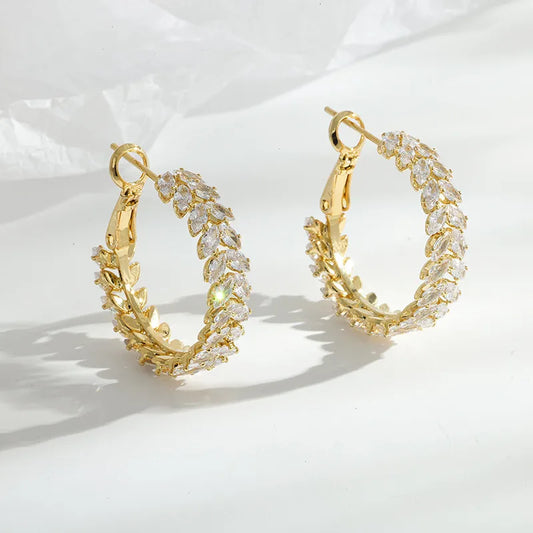 Hoop Fashion Earrings (White & Gold Color)