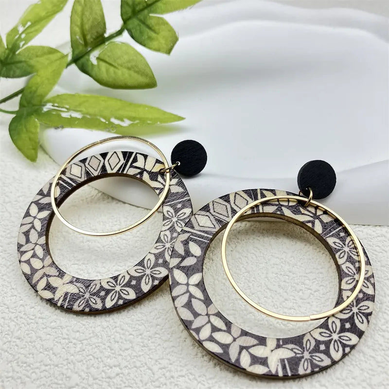 Wood Fashion Earrings (Black, Multi-Color)