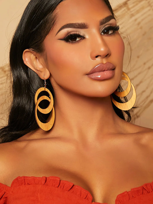 Wood Fashion Earrings (Natural Khaki)