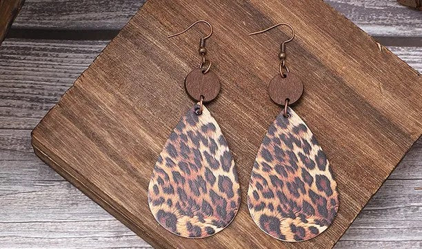 Leopard Pu Leather Earrings