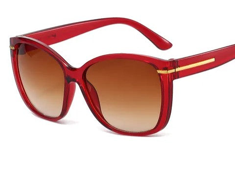 Red Tea Oversized Sunglasses (Red, Gold)