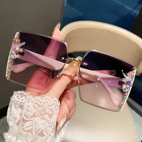 Crystal Bloom Square Sunglasses (Purple)