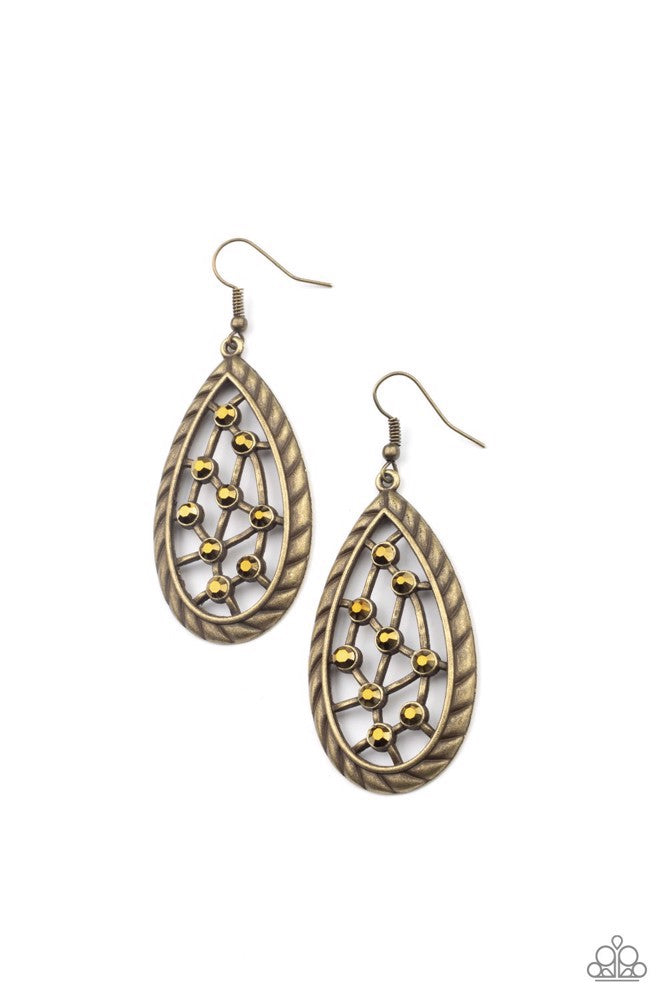 Paparazzi Earrings, Industrial Incandescence - Brass