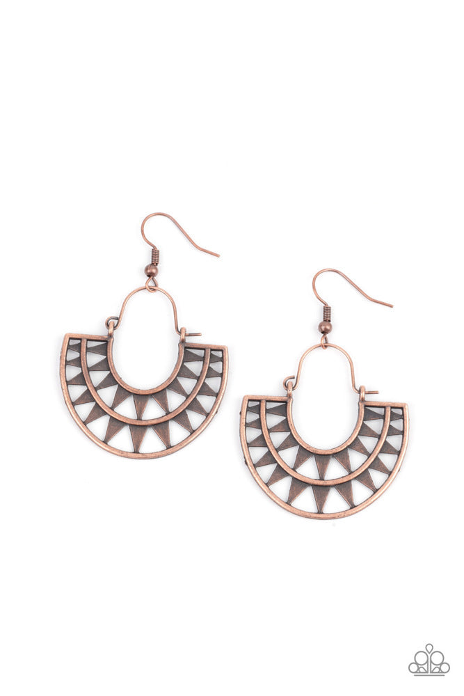 Paparazzi Earrings, Solar Surge - Copper