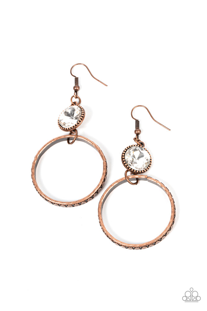 Paparazzi Earrings, Standalone Sparkle - Copper