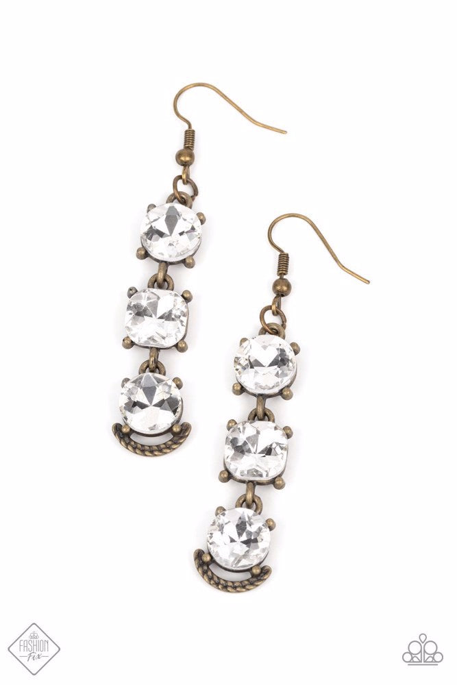 Paparazzi Earrings,  Determined to Dazzle - Brass