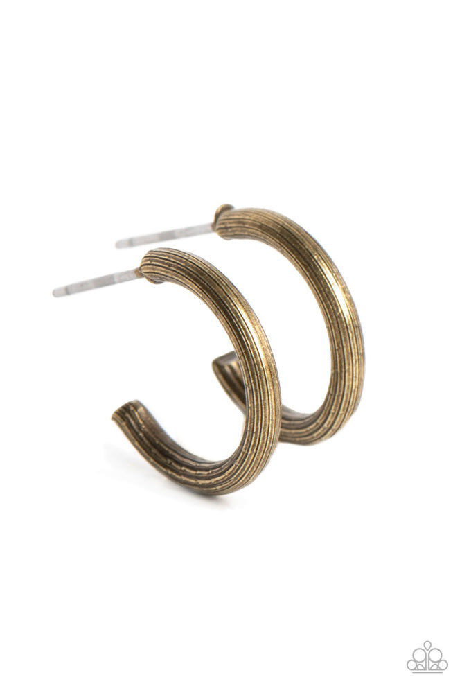 Paparazzi Earrings, Linear Lady - Brass