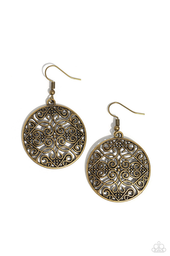 Paparazzi Earrings,  Dubai Decor - Brass