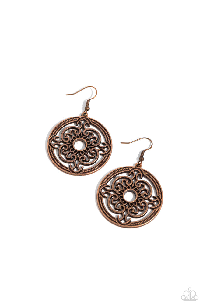 Paparazzi Earrings, Mandela Meditation - Copper