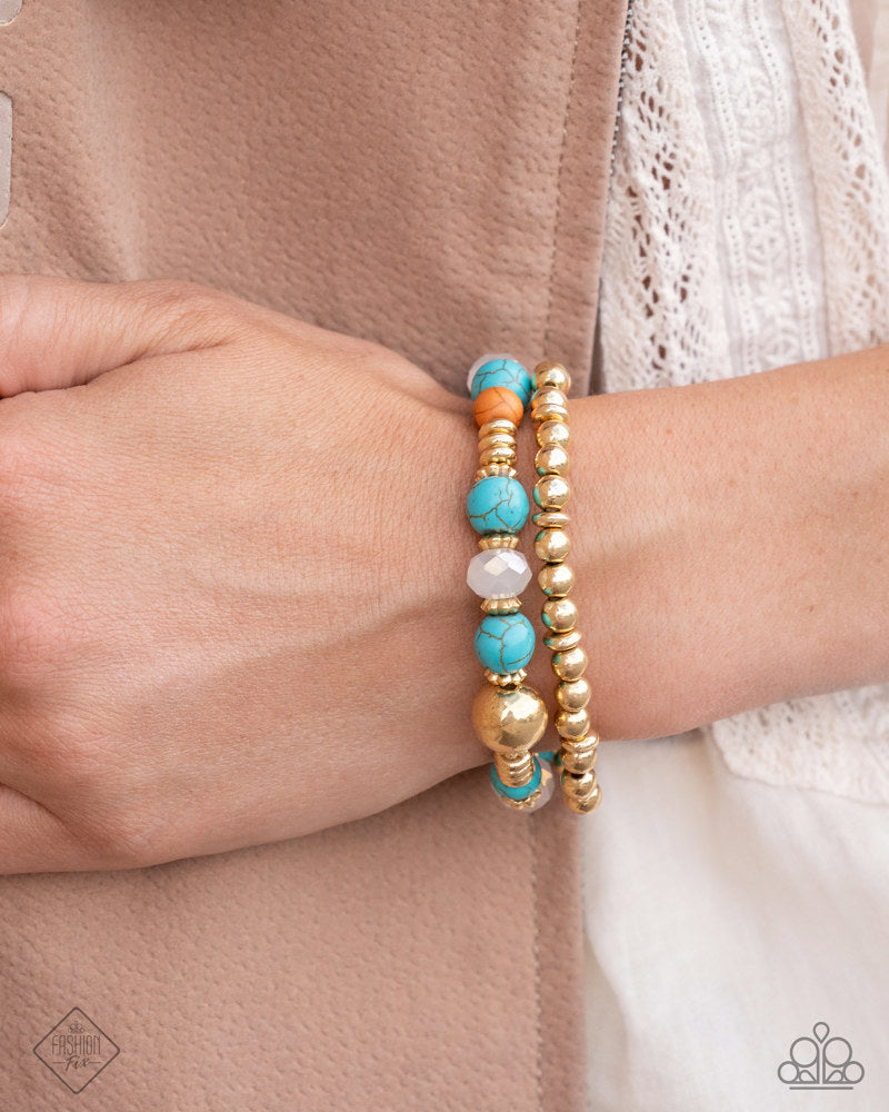 Paparazzi Fashion Fix Set Simply Sante Fe Blue, Turquoise, Brown, Gold