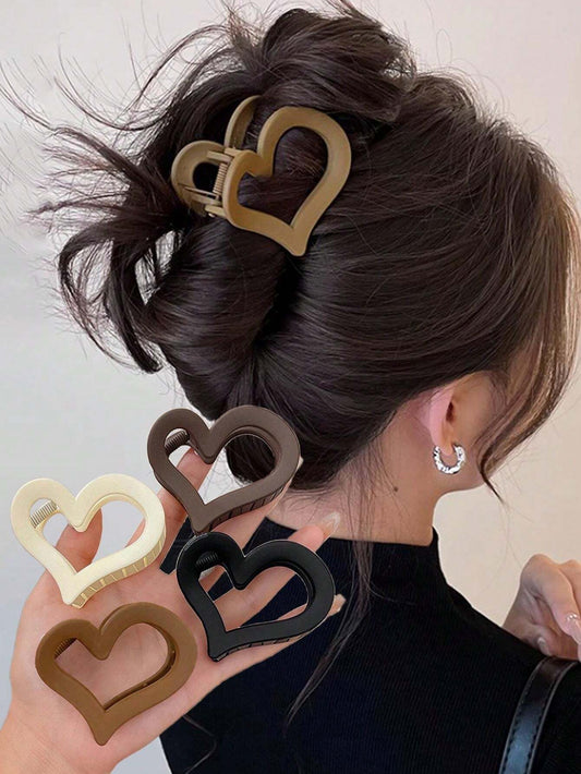 Brown Heart Hair Claw