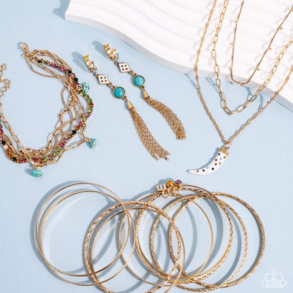 Paparazzi Fashion Fix Set Simply Sunset Sightings Gold, Blue, Turquoise