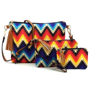 Vibrant Tribal Print 3-Piece Crossbody Bag Set. Price Includes Shipping!