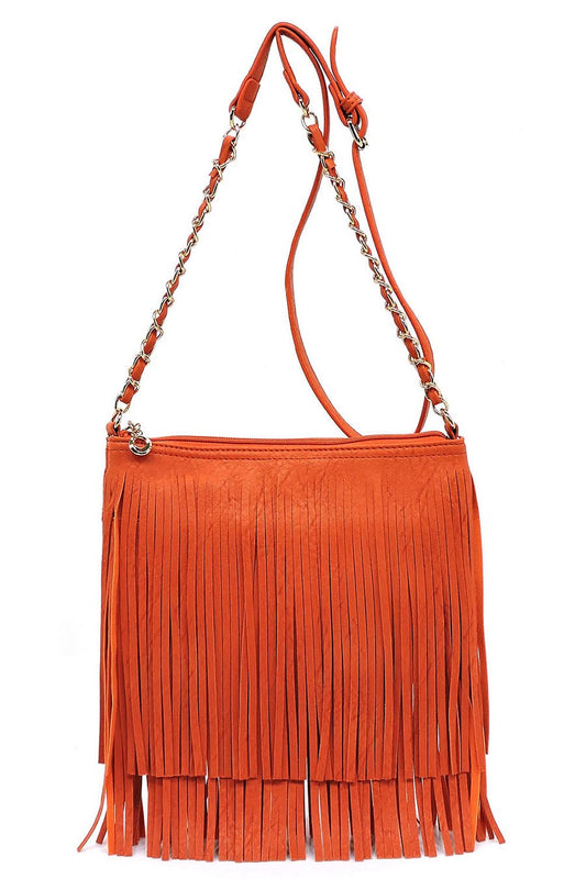 Boho Fringe Crossbody Bag  (Orange, Black, White). Price Includes Shipping!