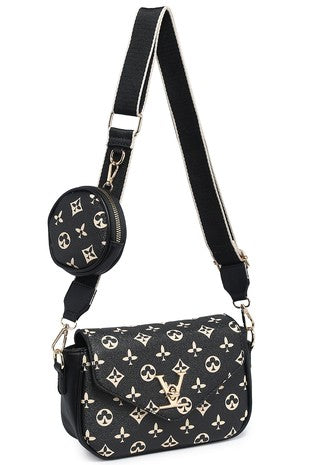 Designer-Inspired Monogram 2-in-1 Crossbody Bag (Black or Brown). Price Includes Shipping!