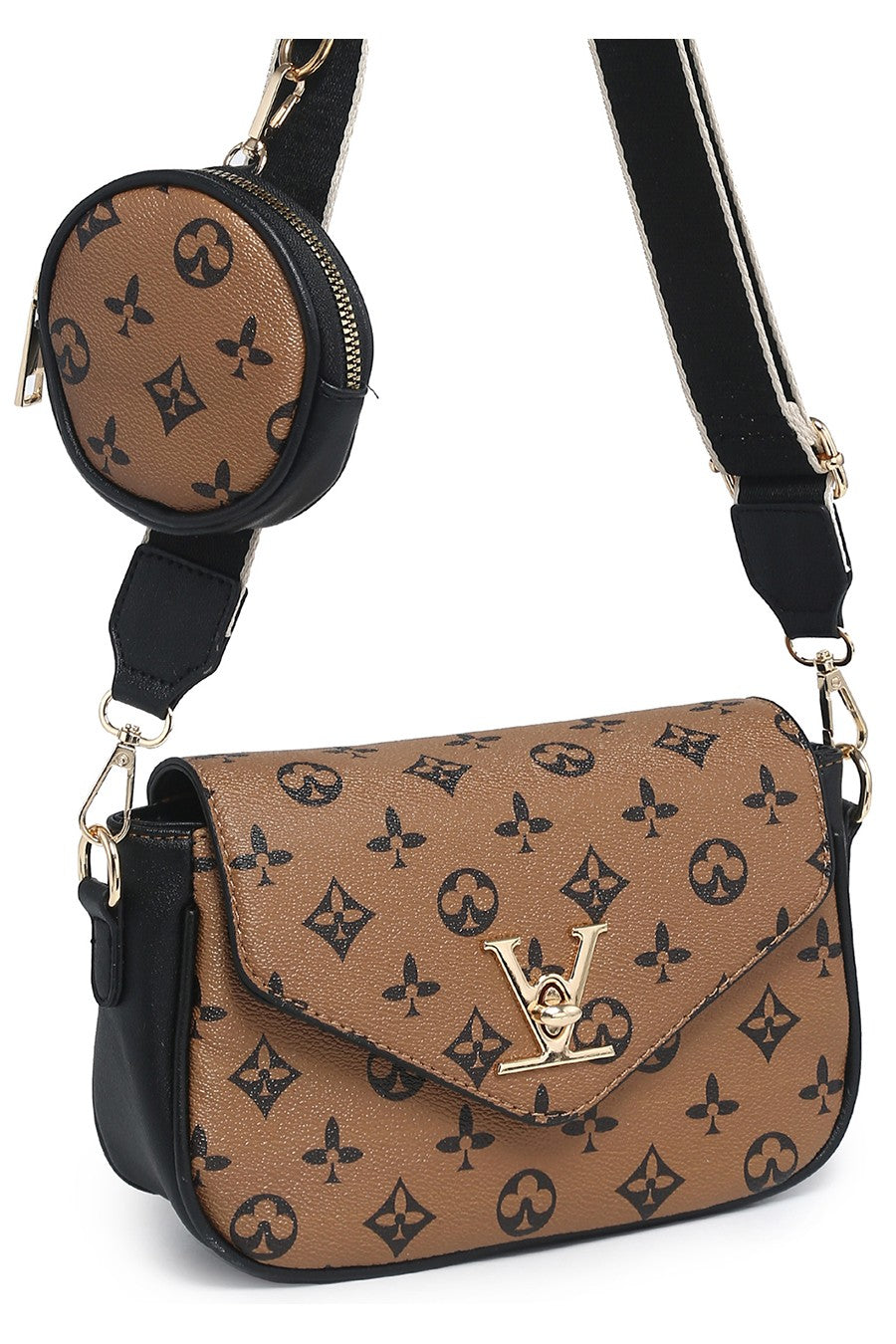 Designer-Inspired Monogram 2-in-1 Crossbody Bag (Black or Brown). Price Includes Shipping!