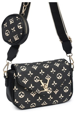 Designer-Inspired Monogram 2-in-1 Crossbody Bag (Black or Brown). Price Includes Shipping!