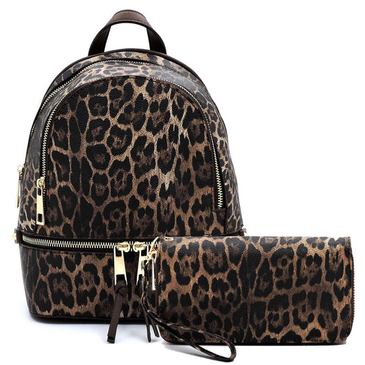 Leopard Print Backpack Set (Brown or Black). Price Includes Shipping!