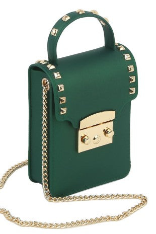 Luxe Studded Mini Crossbody Bag (Black or Green). Price Includes Shipping!