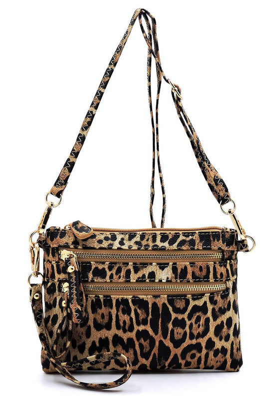 Wild Side Crossbody Clutch (Tan or Brown Leopard Print). Price Includes Shipping!