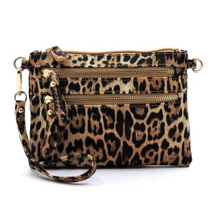 Wild Side Crossbody Clutch (Tan or Brown Leopard Print). Price Includes Shipping!