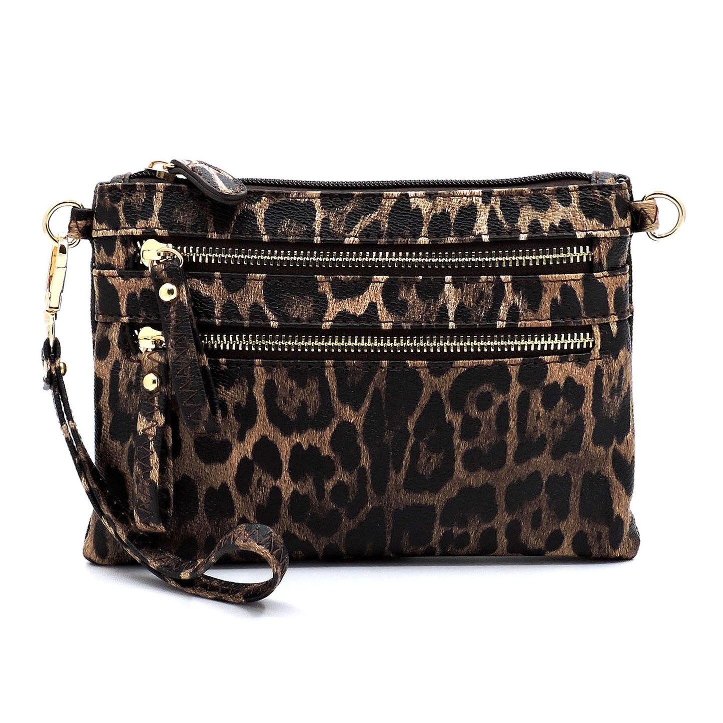 Wild Side Crossbody Clutch (Brown Leopard Print). Price Includes Shipping!