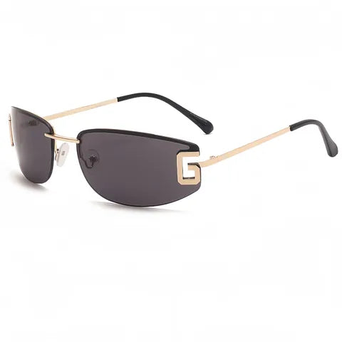 Golden Edge Noir Rimless Sunglasses (Black, Gold)