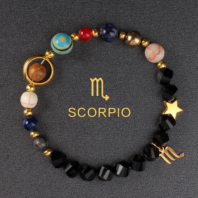 Scorpio Black Natural Stone Stretch Bracelet (Multi Colors)