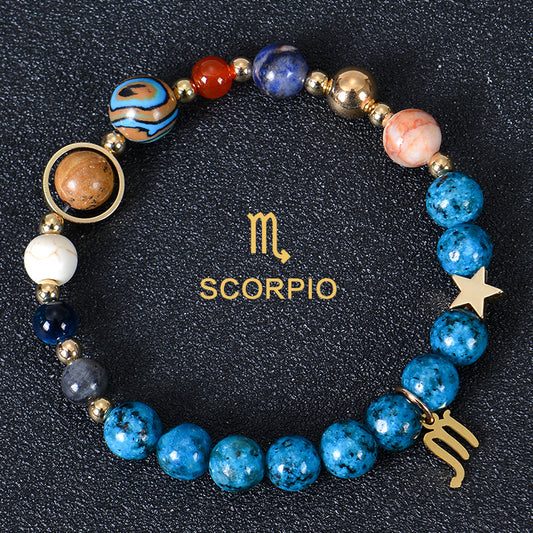 Scorpio Blue Natural Stone Stretch Bracelet (Multi Colors)