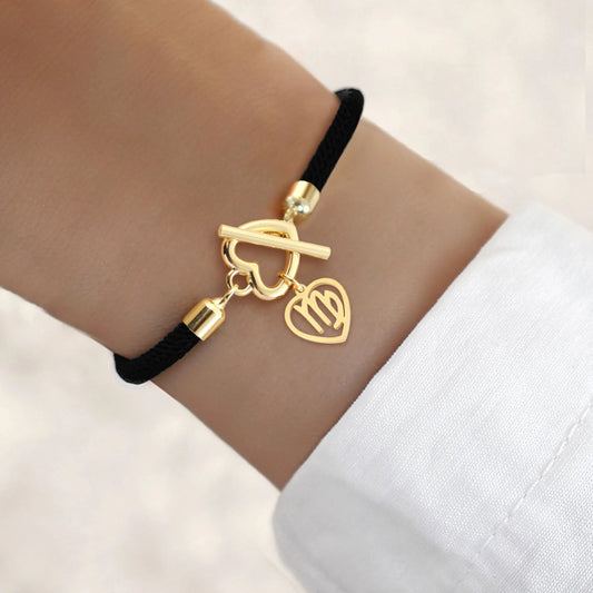 Scorpio  Heart Shaped Bracelet (Black & Gold Tone)