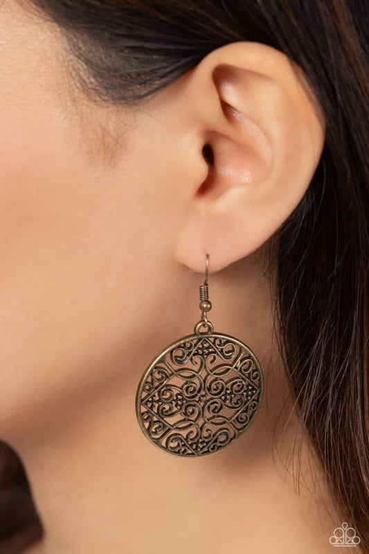 Paparazzi Earrings,  Dubai Decor - Brass