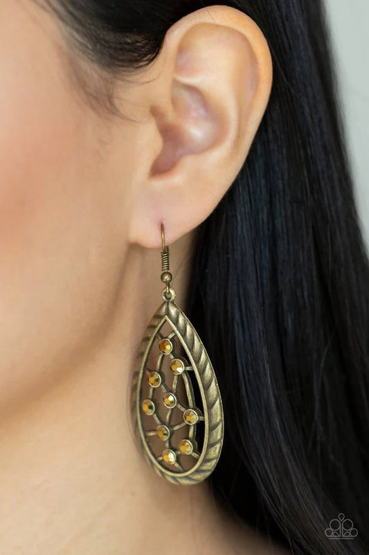 Paparazzi Earrings, Industrial Incandescence - Brass