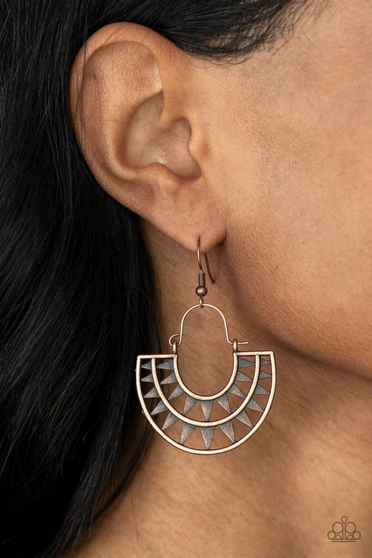 Paparazzi Earrings, Solar Surge - Copper